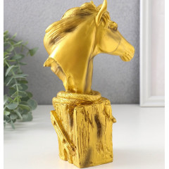 Фигурка «Бюст. Золотой конь с фонарём», полистоун, 11×6.5×19 см