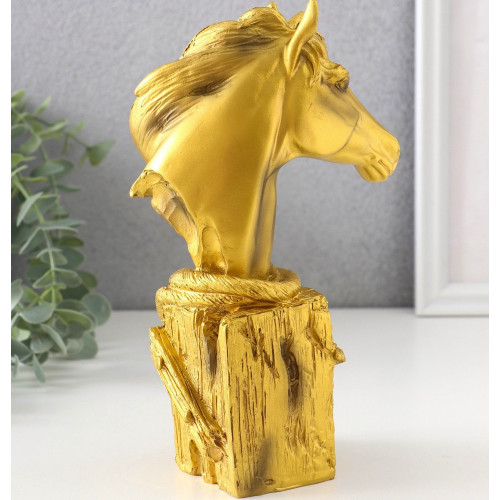 Фигурка «Бюст. Золотой конь с фонарём», полистоун, 11×6.5×19 см