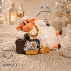 Сувенир полистоун "Бараш с чемоданом с деньгами" 7,5х6,7х6 см