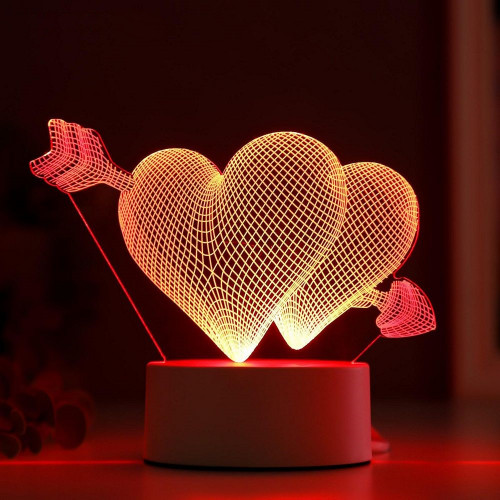 Светильник "Сердца" LED RGB от сети 9,5х18х15 см 