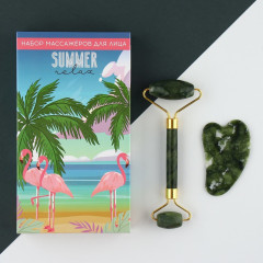 Набор массажеров Гуаша для лица «Summer», кальцит