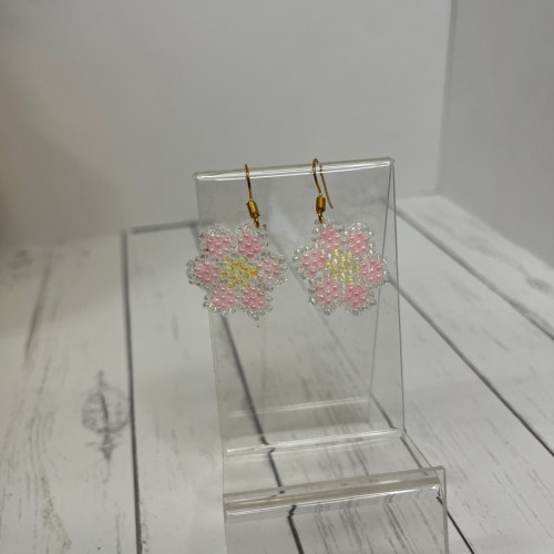 Сережки Цветочки розовые