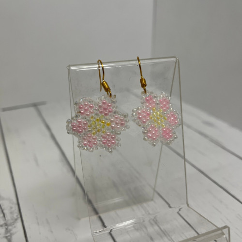 Сережки Цветочки розовые