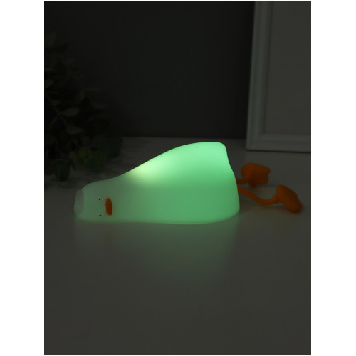 Фигурка светящаяся RISALUX «Спящая утка», 2 Вт, LED-ночник антистресс, RGB, USB, 10×10×21 см