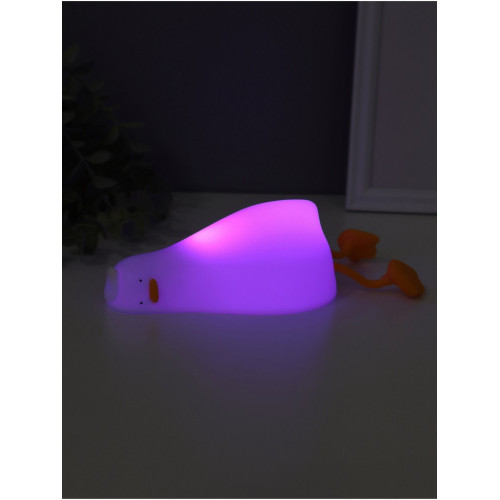 Фигурка светящаяся RISALUX «Спящая утка», 2 Вт, LED-ночник антистресс, RGB, USB, 10×10×21 см