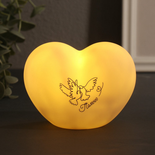 Ночник "Сердце" (Голуби) LED 3хLR44 8х11х7см 