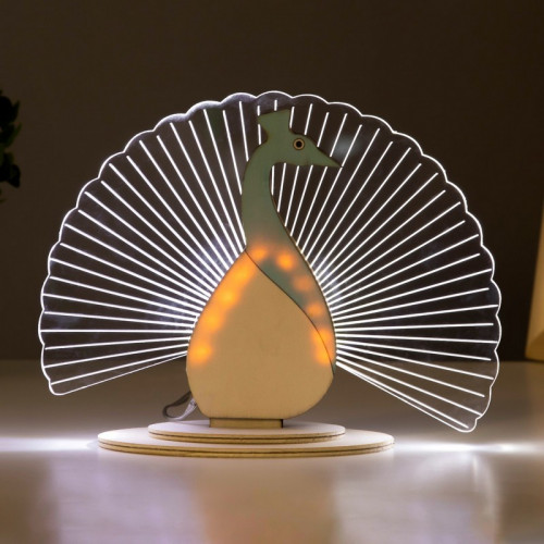 Светильник 3D ночник "Павлин" LED USB 18,5х7х14 см RISALUX