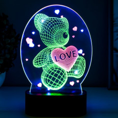 Светильник сенсорный "Мишка с сердцем" LED USB (90см) от батареек 3xАА черный