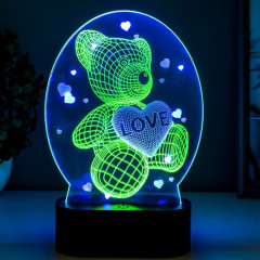 Светильник сенсорный "Мишка с сердцем" LED USB (90см) от батареек 3xАА черный