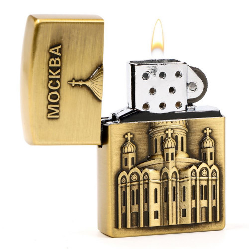 Зажигалка газовая "Москва", пьезо, золото
