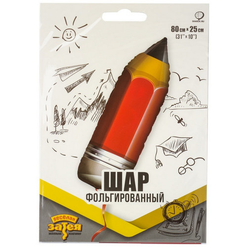 Фольгированная фигура с гелием -  Карандаш (80 см)  + грузик