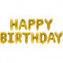Набор фольгированных шаров-букв из фольги (16''/41 см) Мини-Надпись "Happy Birthday", Золото