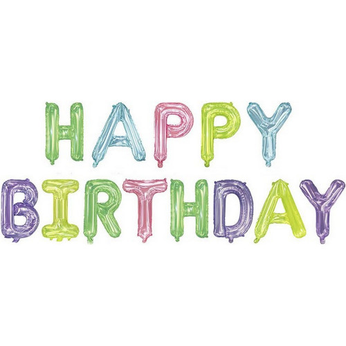 Набор шаров-букв (16''/41 см) Мини-Надпись "Happy Birthday", Ассорти, Кристалл