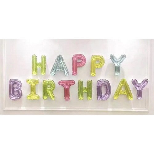 Набор шаров-букв (16''/41 см) Мини-Надпись "Happy Birthday", Ассорти, Кристалл