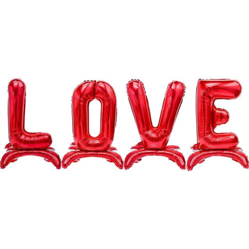 Набор шаров-букв (32''/81 см) LOVE, на подставке, Красный