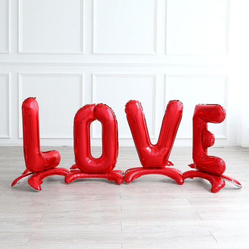 Набор шаров-букв (32''/81 см) LOVE, на подставке, Красный