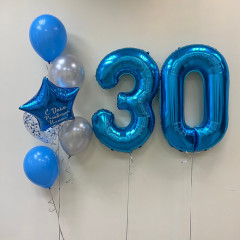 Набор шаров с гелием № 350 - С цифрами 30 юбилей ( аэродизайн )