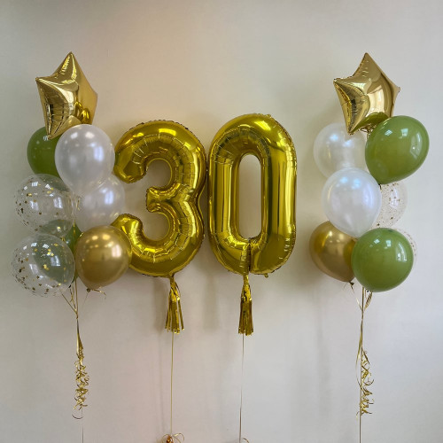 Набор шаров с гелием № 658 - с цифрами 30
