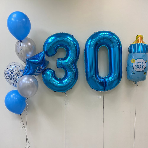 Набор шаров с гелием № 664 - с цифрами 30