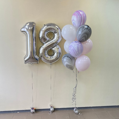 Набор шаров с гелием № 665 - с цифрами 18