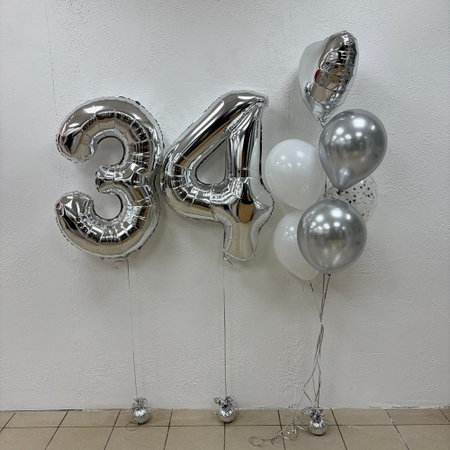 Набор шаров с гелием № 909 - с цифрами 34