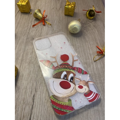 Чехол Новогодний Apple Iphone 13 "Счастливые Олени".