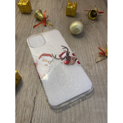 Чехол Новогодний Apple Iphone 13 "Дед Мороз и Олень".