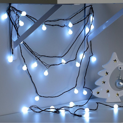 НИТЬ DCR. 5 м, с насад. “Шарики Белые”, IP20, Н.Т. LED-30-220V, 8 режимов, БЕЛЫЙ     