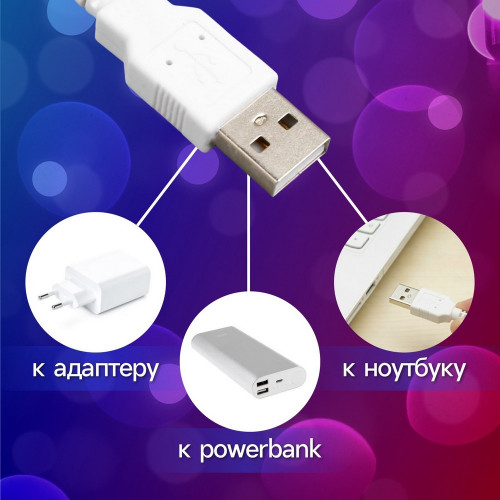 НИТЬ DCR. 3 м, с насад. "Ежики", IP20, Н.С. LED-20-5V, USB, МУЛЬТИ       