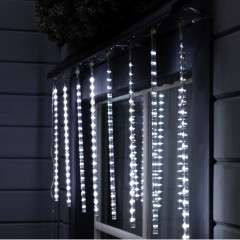 Гирлянда «Сосульки» 3×0.5 м, IP44, прозрачная нить, 288 LED, свечение белое с эффектом стекания, 12 В