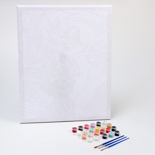 Картина по номерам на холсте с подрамником «Девушка с драконом»
